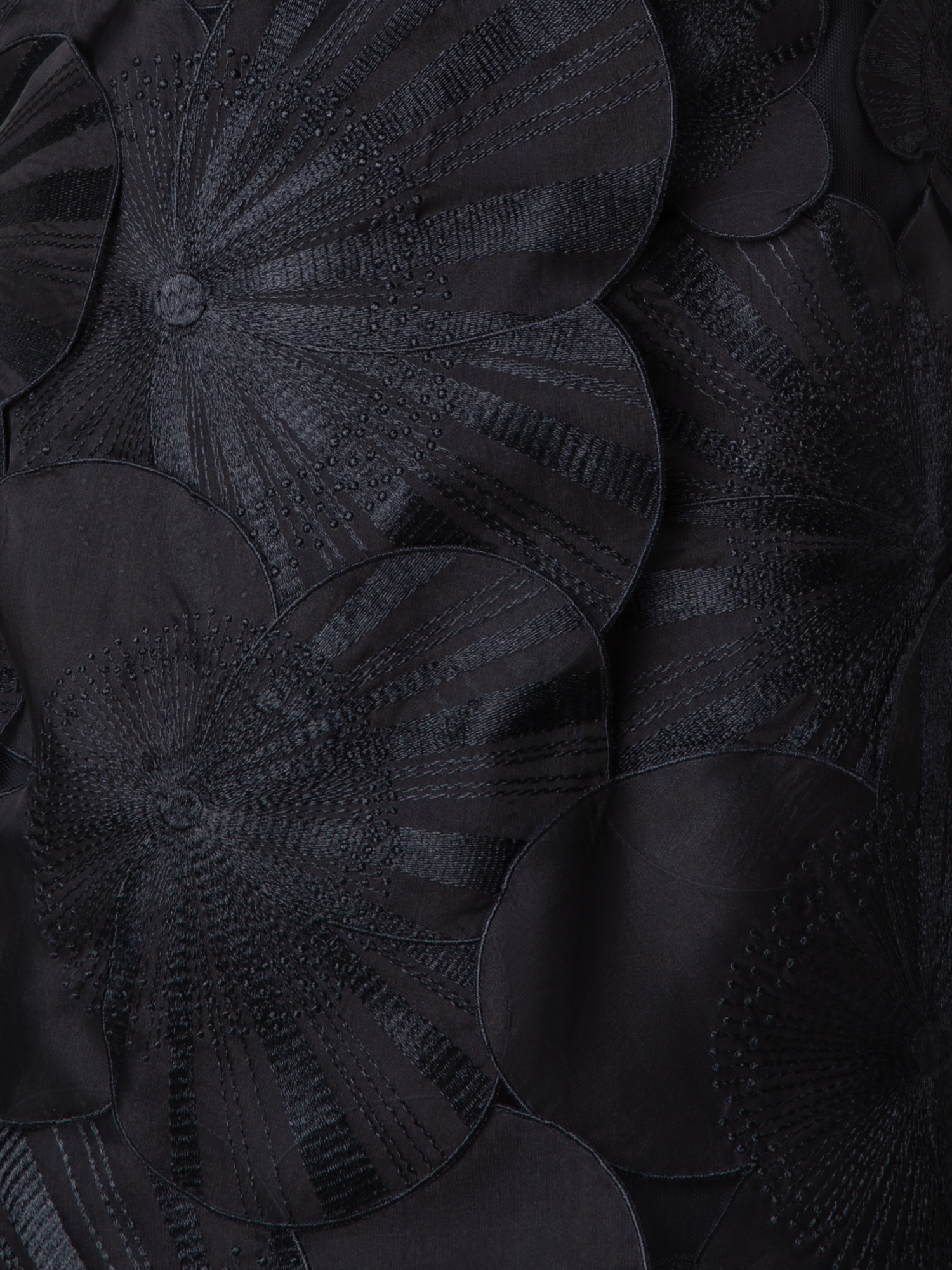 Designer Short Sheath Dress with Poppy Embroidery - black