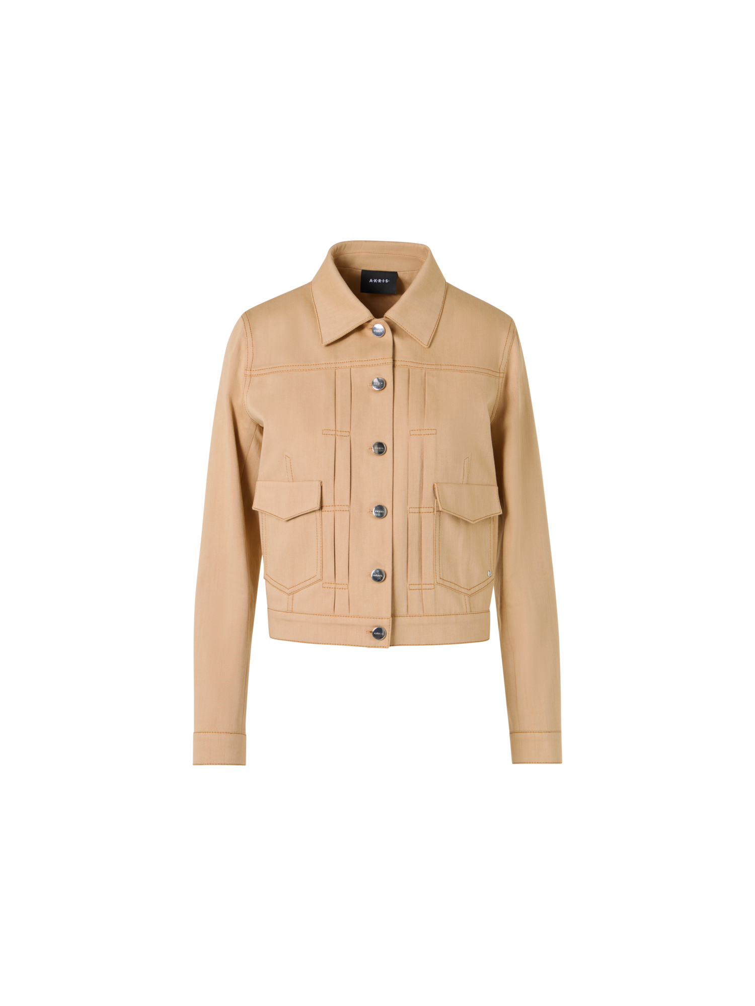 Designer Hilbert Short Jacket in Stretch-Cotton Denim - beige