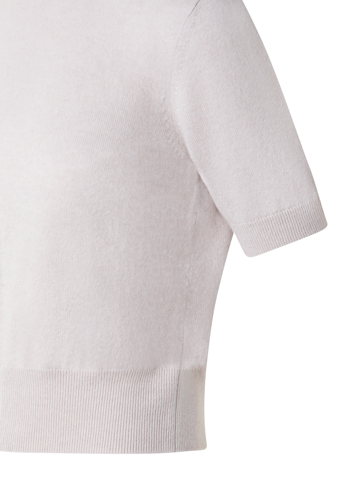 Designer Short Sleeve Cashmere Sweater with Sheer Stripe - neutral - pastel - beige