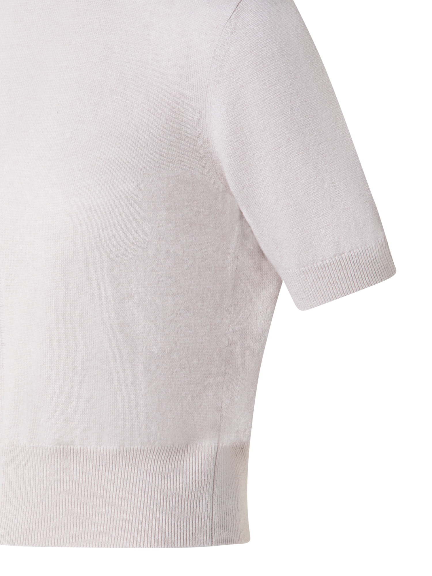 Designer Short Sleeve Cashmere Sweater with Sheer Stripe - neutral - pastel - beige