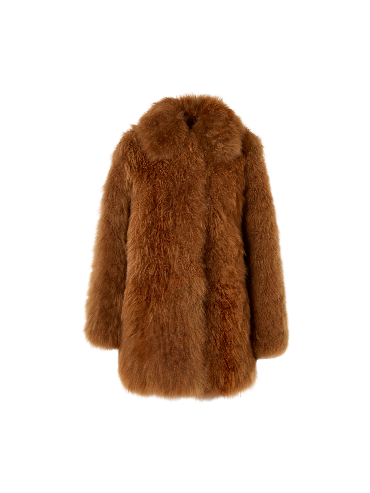 Designer Short Cashmere Goat Fur Coat - brown