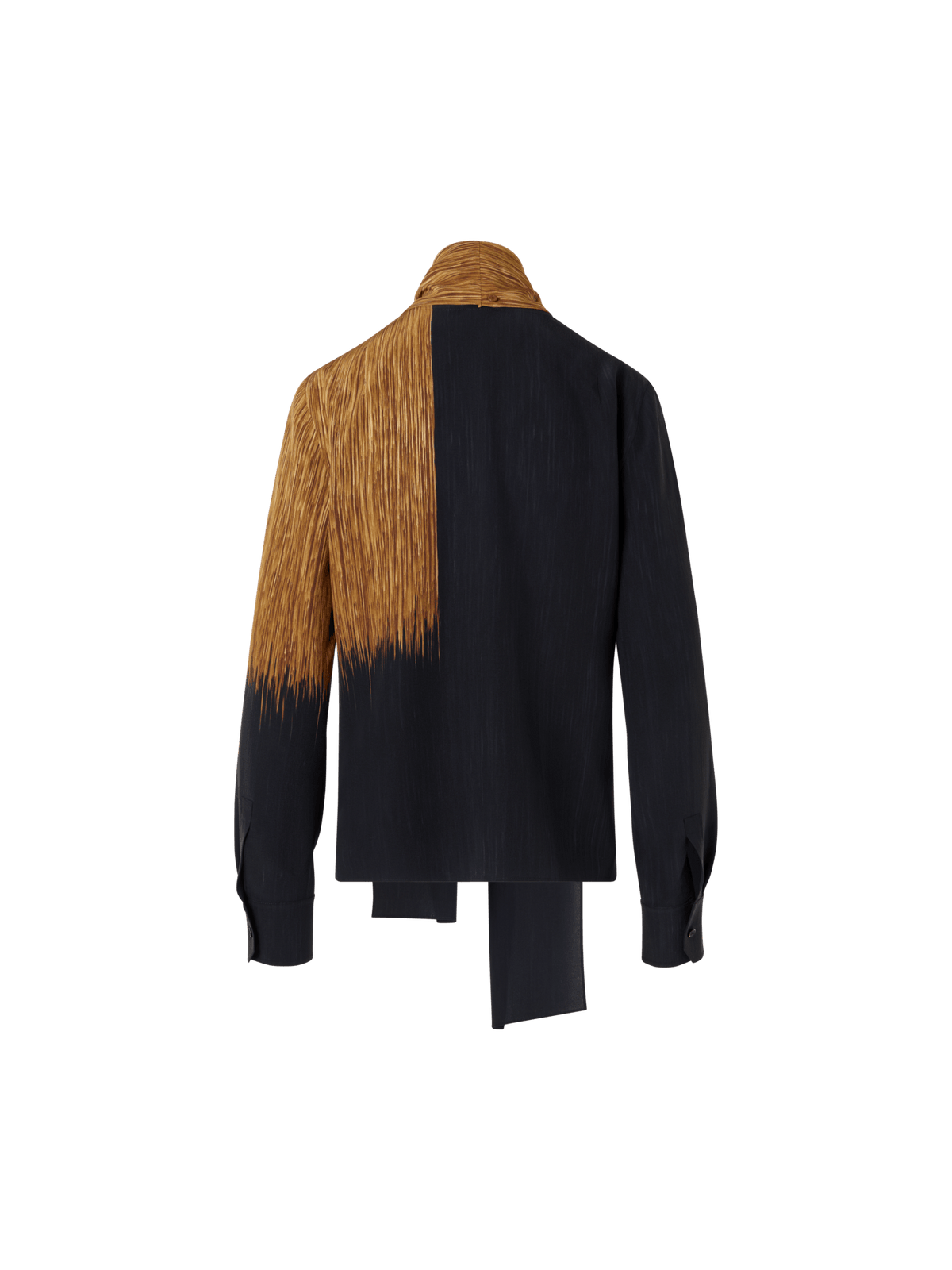Designer Silk Blouse in Oro Lienzo Print with Scarf - brown - black - multicolor