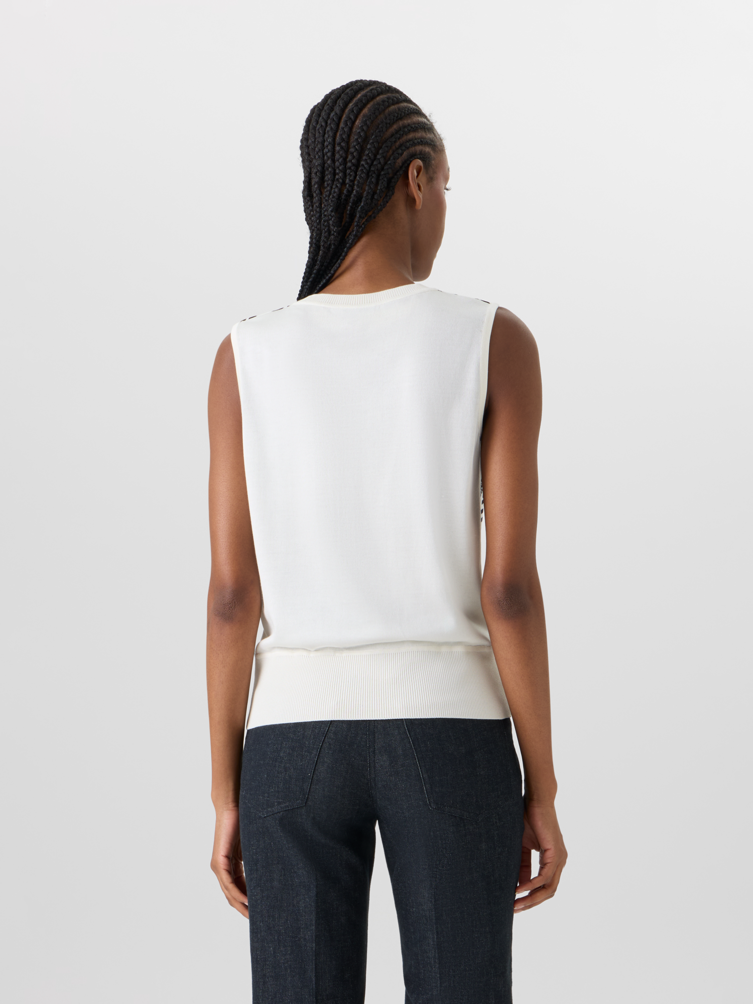 Designer Sleeveless Dance Movement Knit Top - ecru 