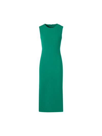 Designer Sleeveless Wool-Crêpe Double-Face Sheath Dress - green