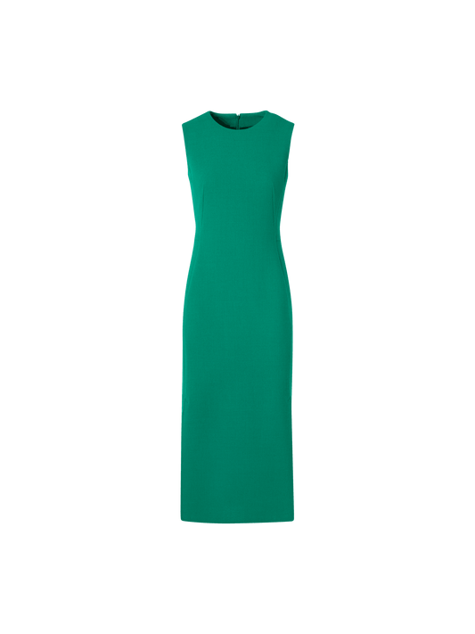 Designer Sleeveless Wool-Crêpe Double-Face Sheath Dress - green