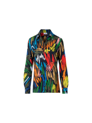 Designer Scribble Print Georgette Blouse - multicolor
