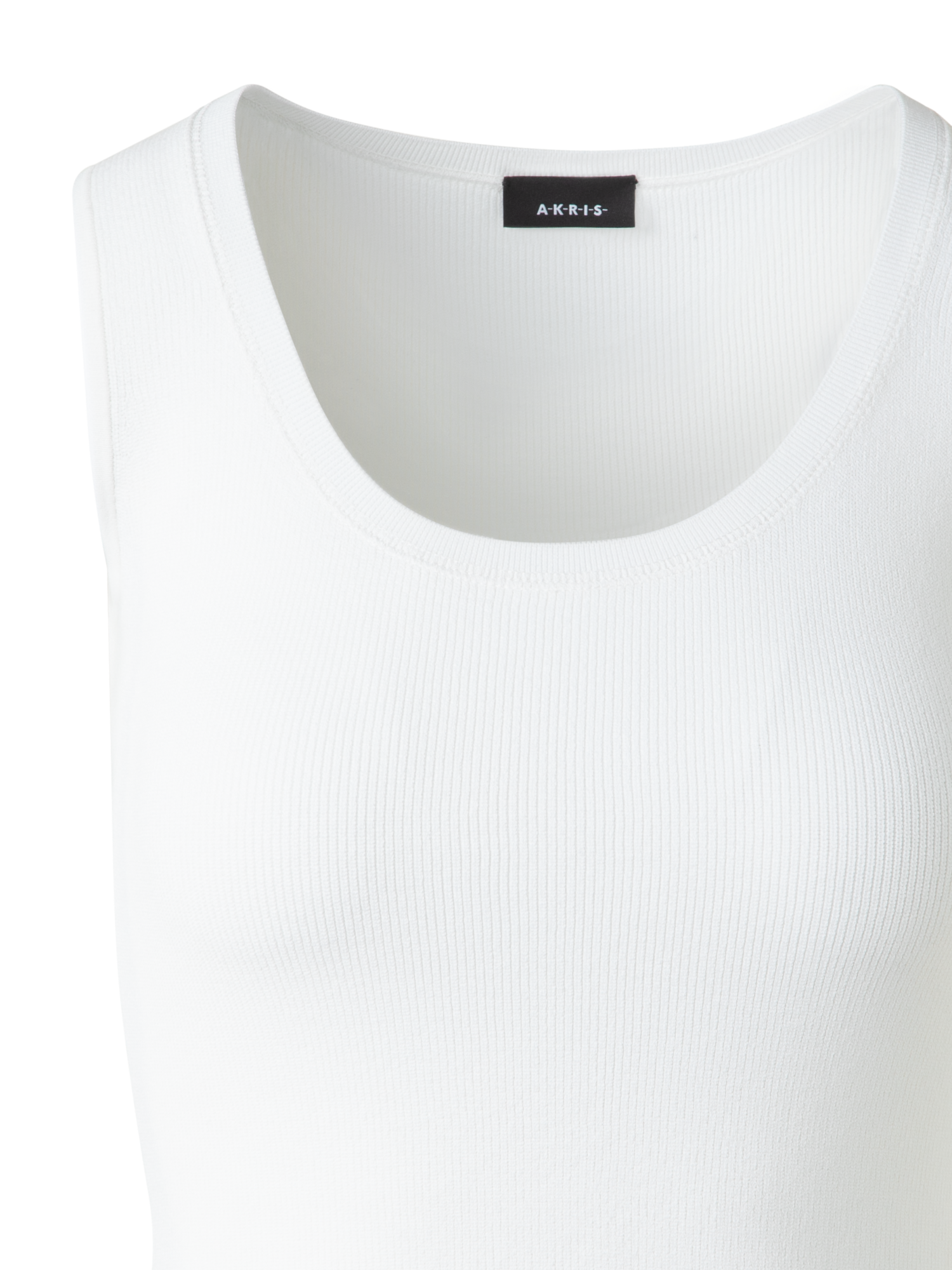 Designer Cotton Viscose Rib Sleeveless Top - ecru - white