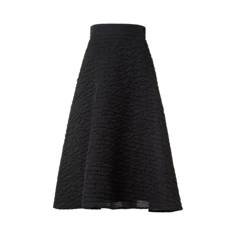 Flared Midi Skirt with 3D Bubble Organza