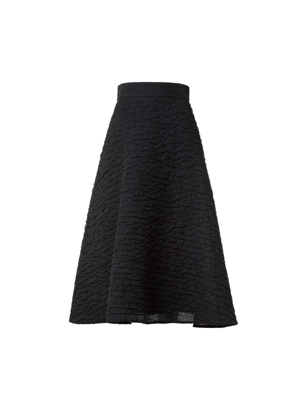 Designer Flared Midi Skirt with 3D Bubble Organza - black - neutral