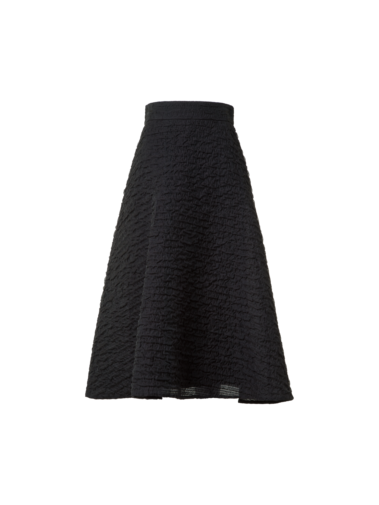 Designer Flared Midi Skirt with 3D Bubble Organza - black - neutral