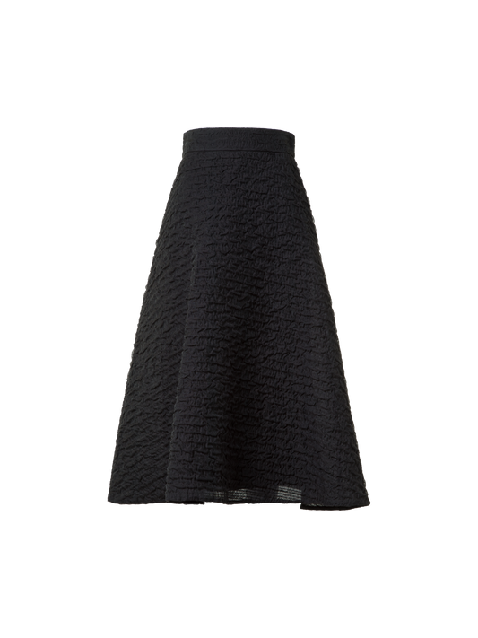 Designer Flared Midi Skirt with 3D Bubble Organza - black - neutral