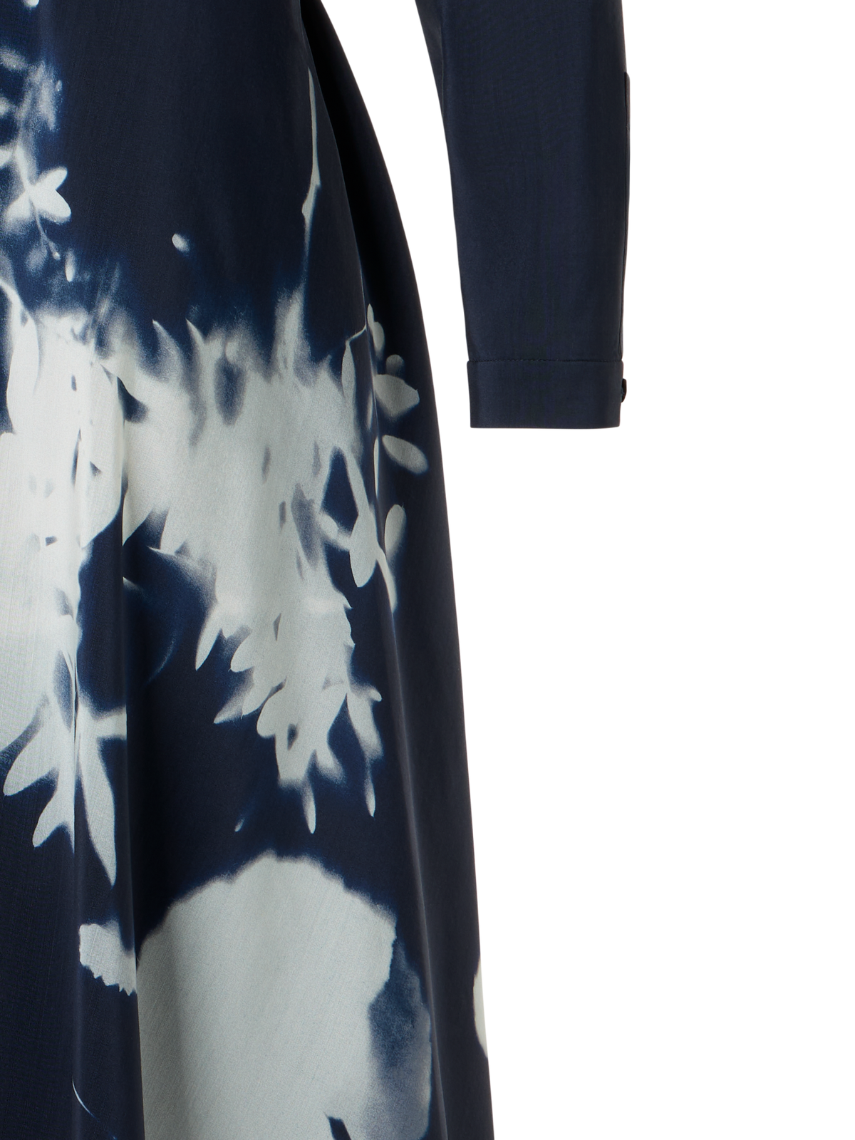 Designer Belted Midi Shirt Dress in Wildflower Print - neutral - navy - blue - multicolor