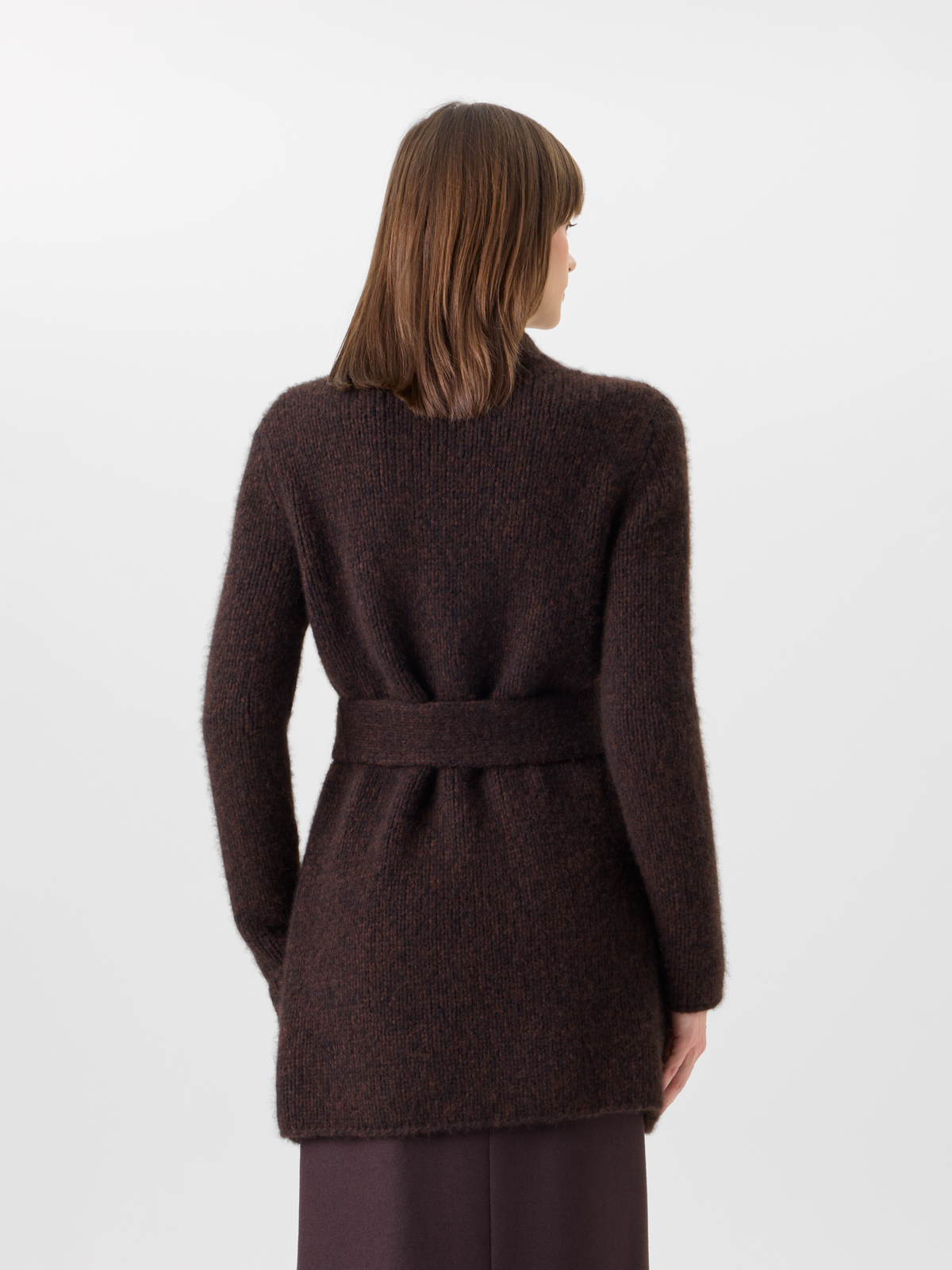 Designer Cashmere Silk Mouliné Long Cardigan - black - brown - multicolor 