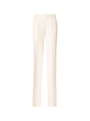 Designer Straight Wool Double-Face Pants - ecru - white