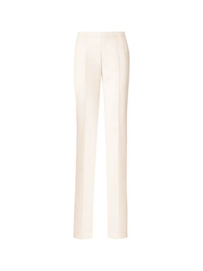 Designer Straight Wool Double-Face Pants - ecru - white