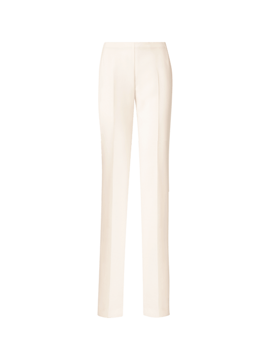 Designer Straight Wool Double-Face Pants - ecru - white