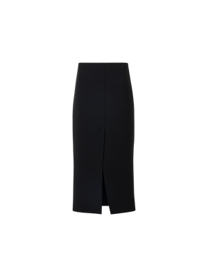 Designer Midi Pencil Skirt in Wool Double-Face - black