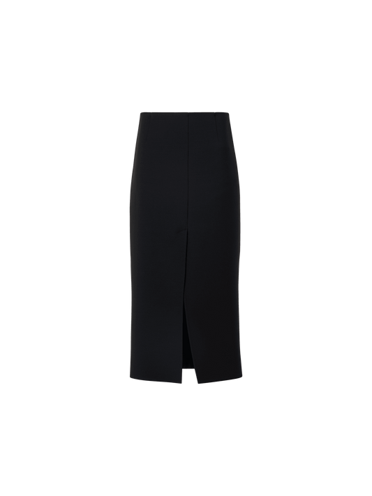 Designer Midi Pencil Skirt in Wool Double-Face - black