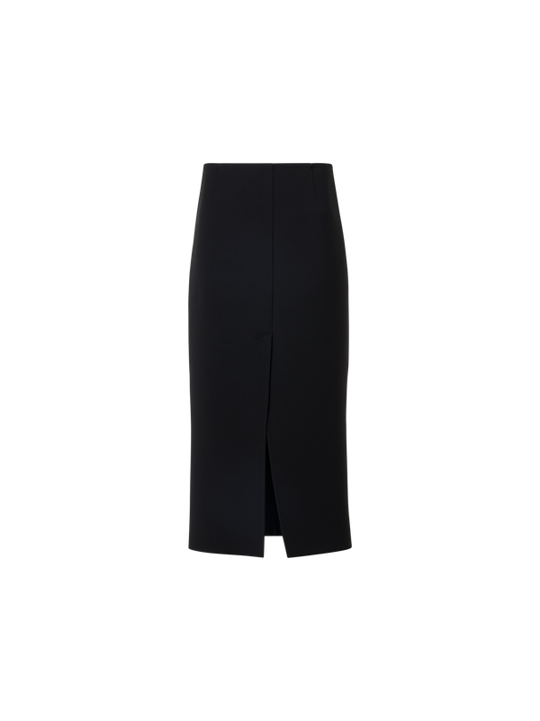 Designer Midi Pencil Skirt in Wool Double-Face - black