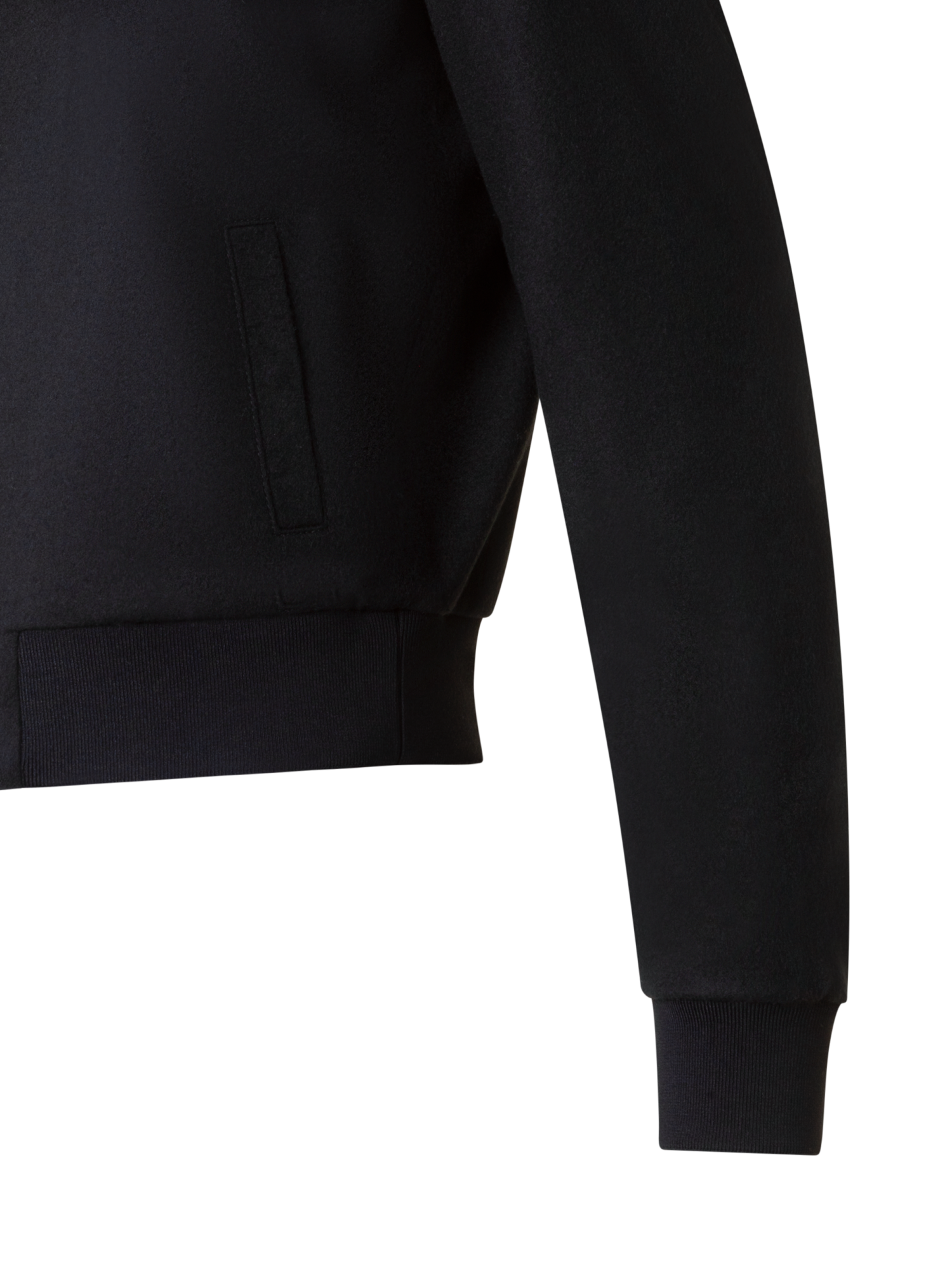 Designer Short Wool Cashmere Bomber Jacket - black - neutral