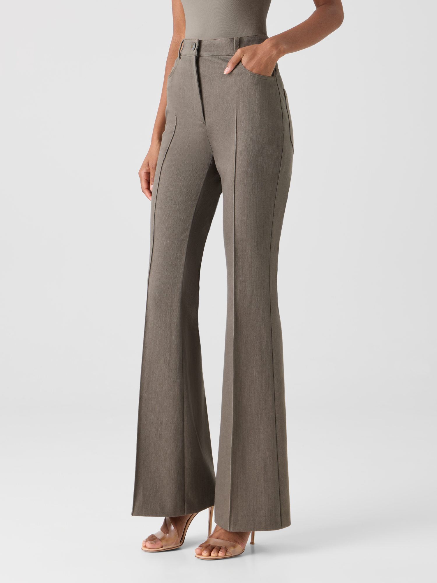 Designer Farid Bootcut Cotton Denim Pants - beige 