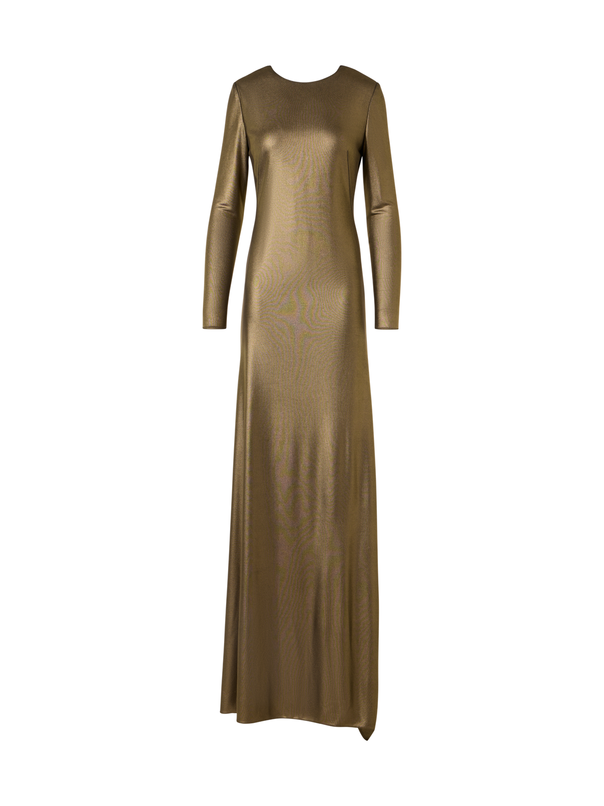 Designer Lamé Jersey Gown with Open Back and Knot Detail - gold
