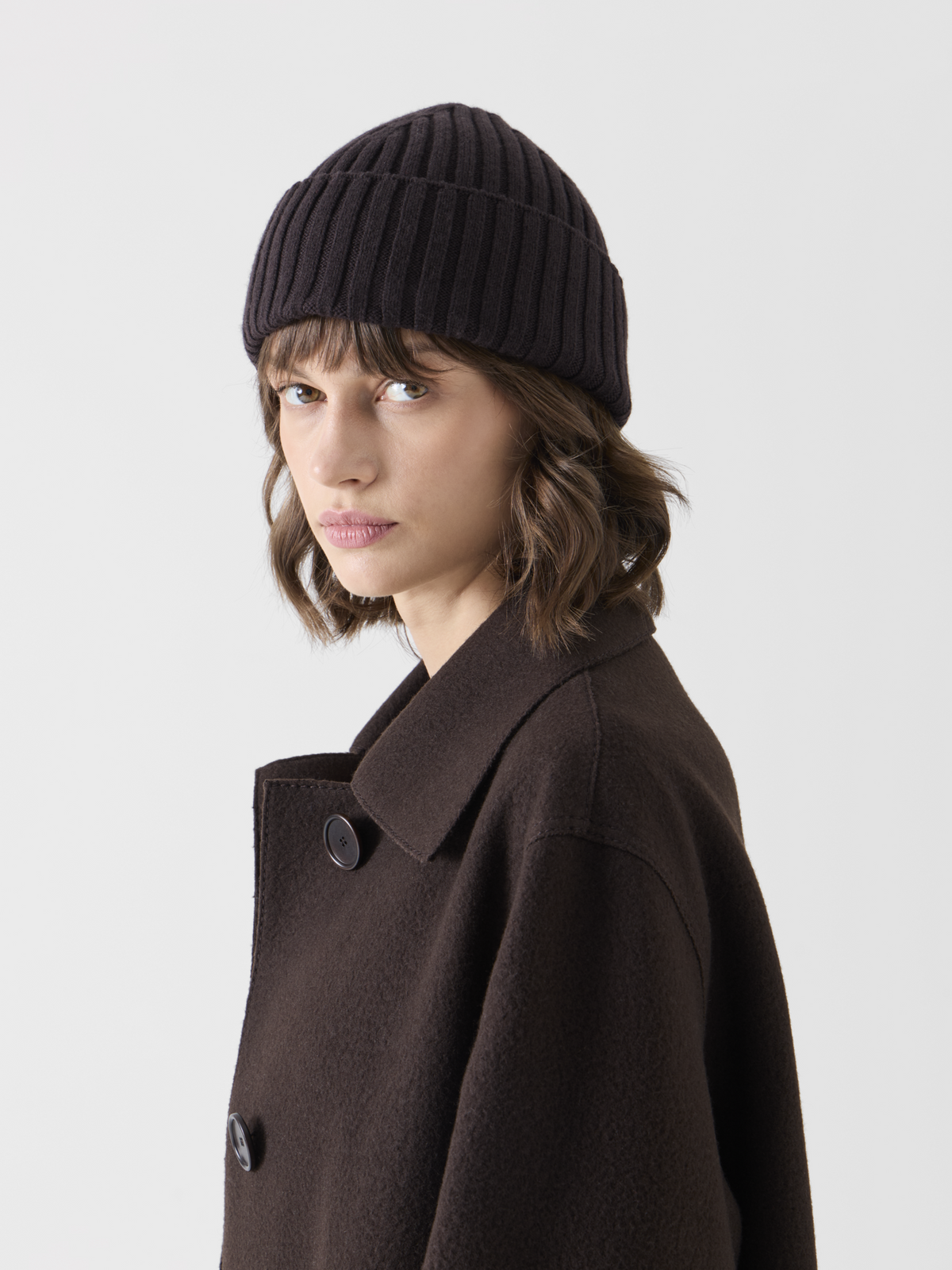 Designer Wool Cashmere Beanie - brown #editorial
