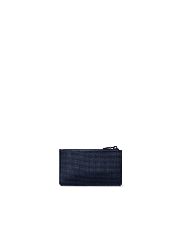 Designer Zipped Card Holder in Horsehair and Leather - navy - blue