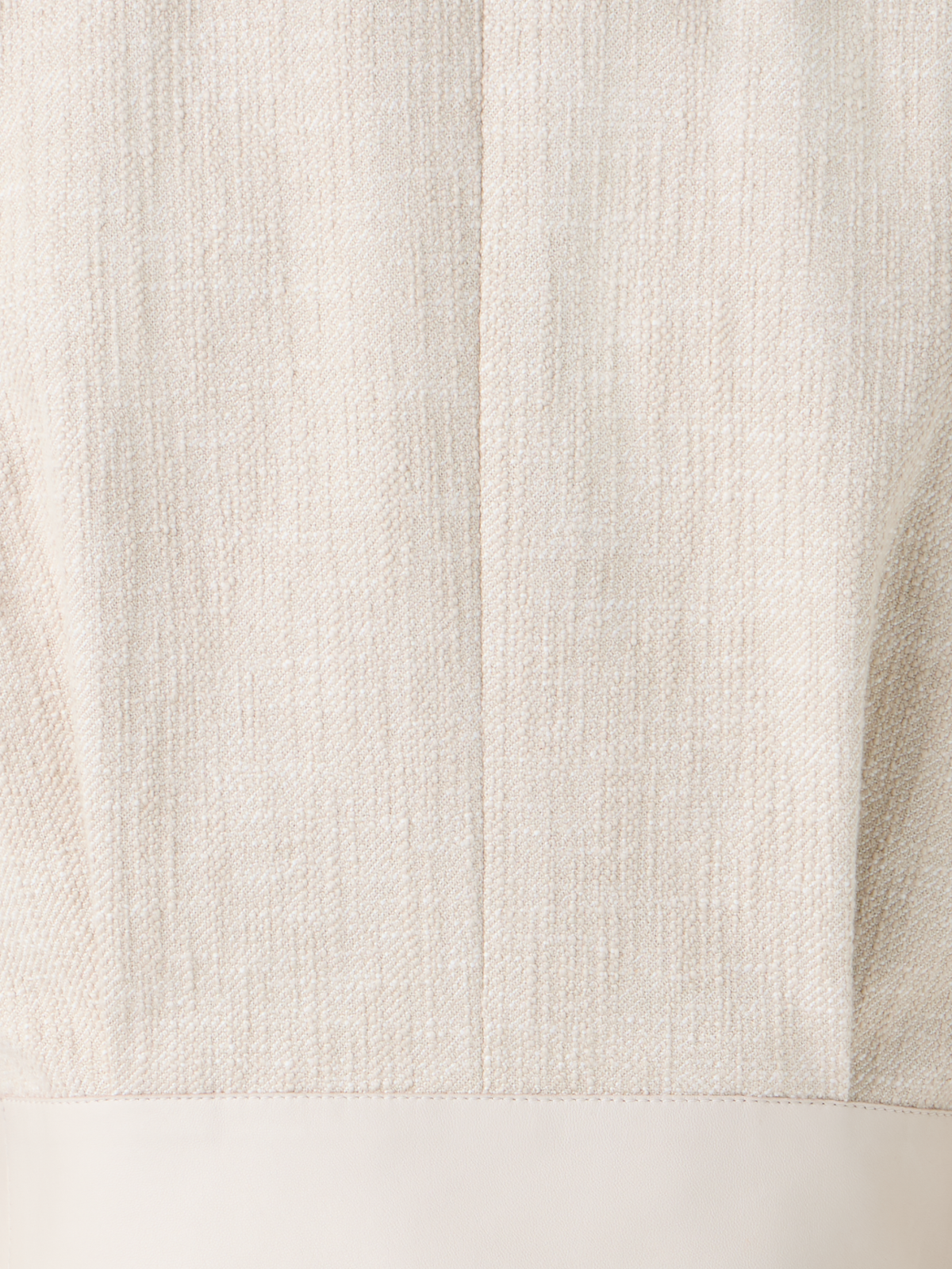 Designer Short Jacket in Cotton Denim with Leather Trim - neutral - ecru - white