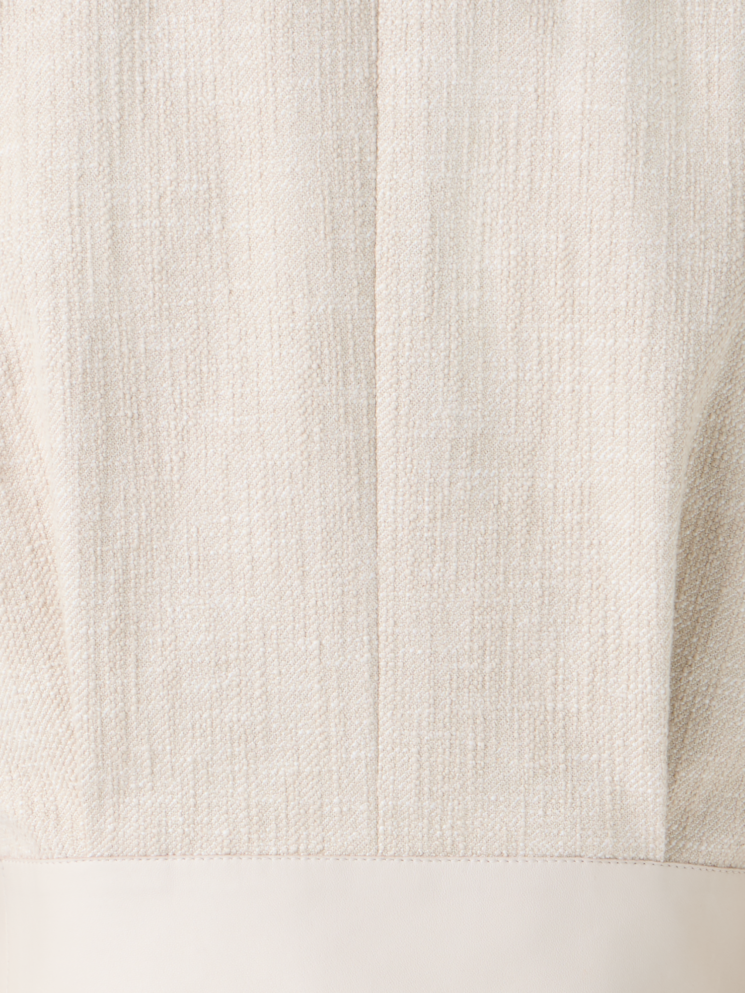 Designer Short Jacket in Cotton Denim with Leather Trim - neutral - ecru - white