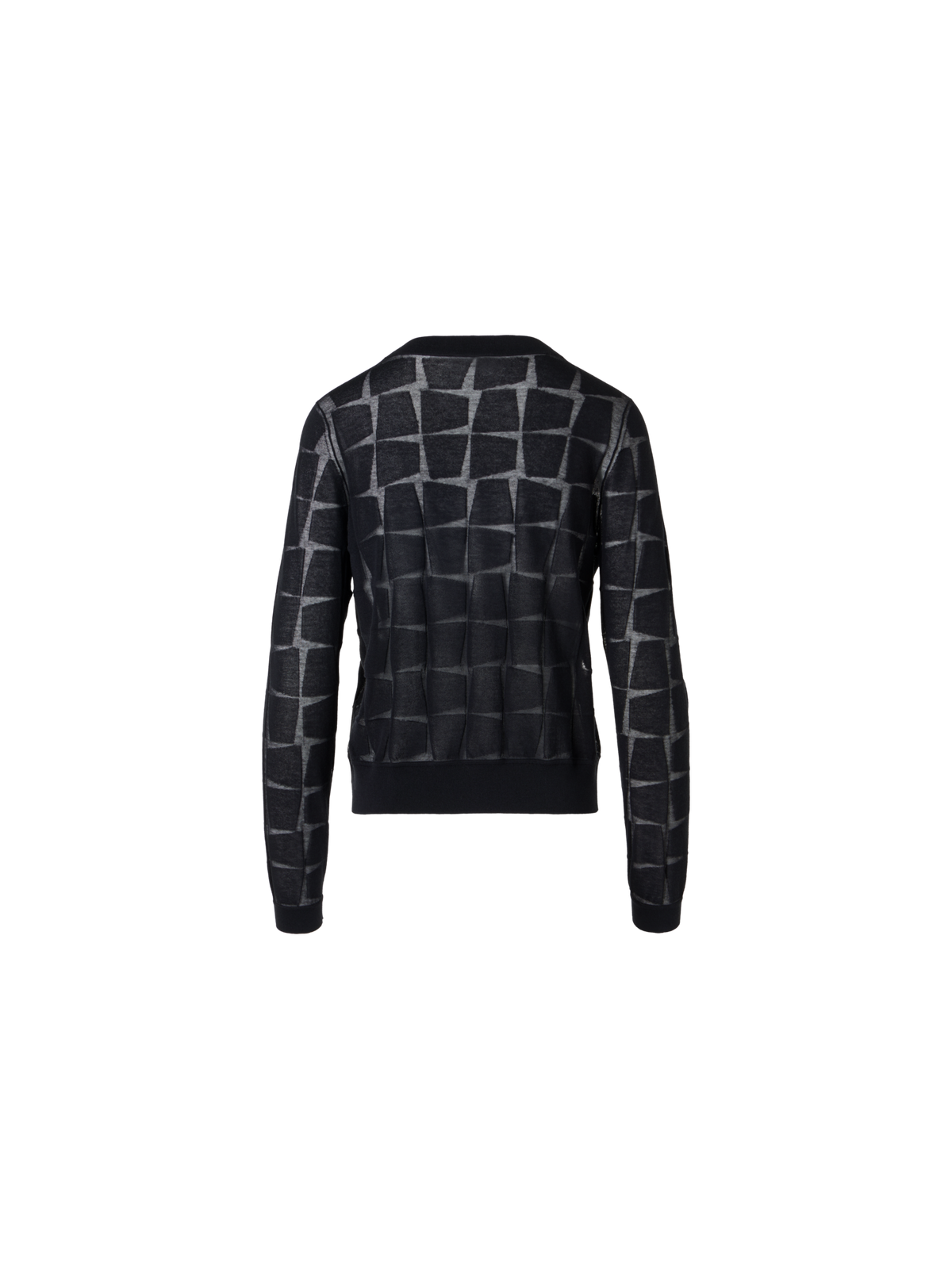 Designer Long-Sleeve Trapezoid Jacquard Knit Cardigan - black