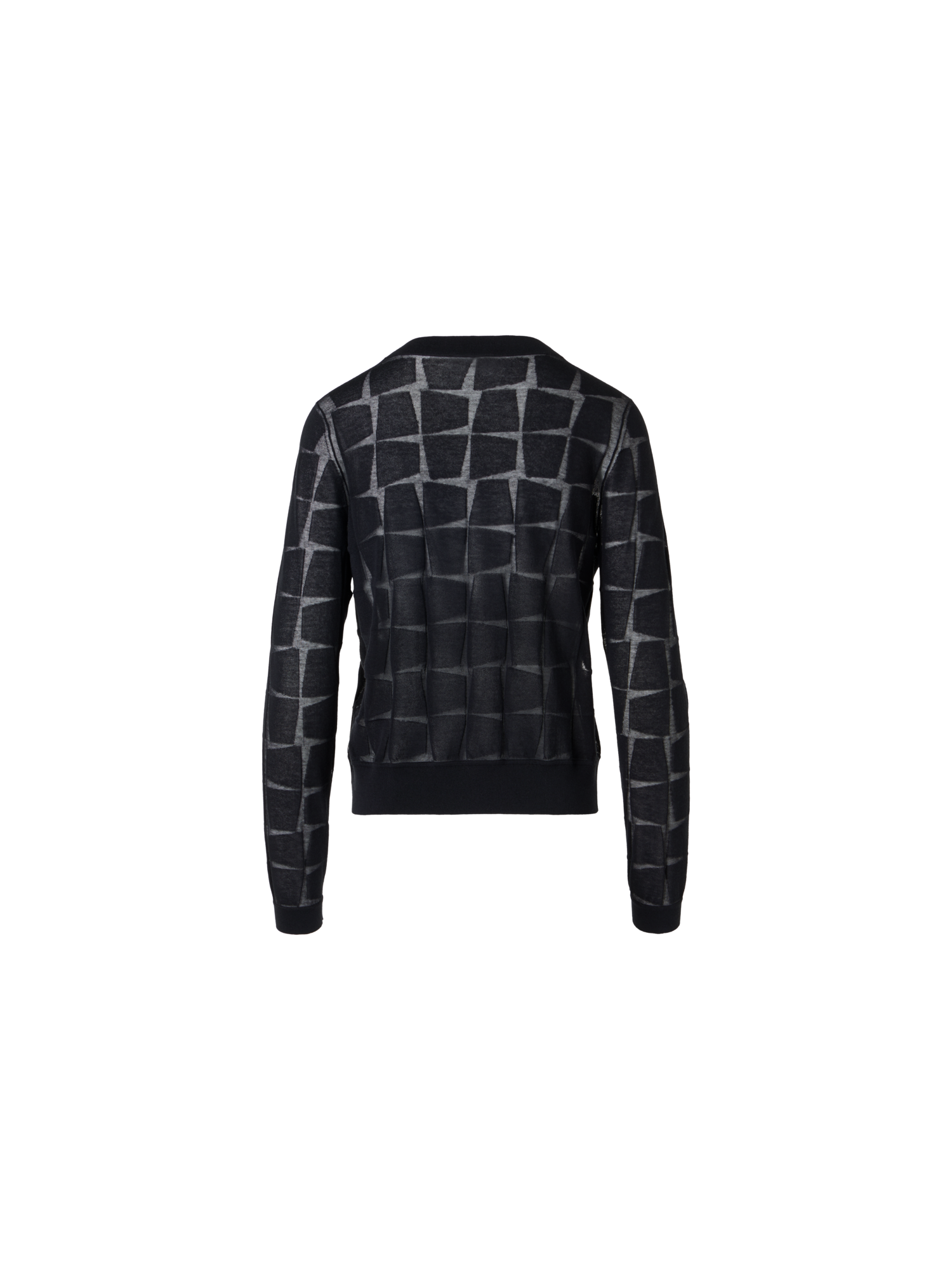 Designer Long-Sleeve Trapezoid Jacquard Knit Cardigan - black