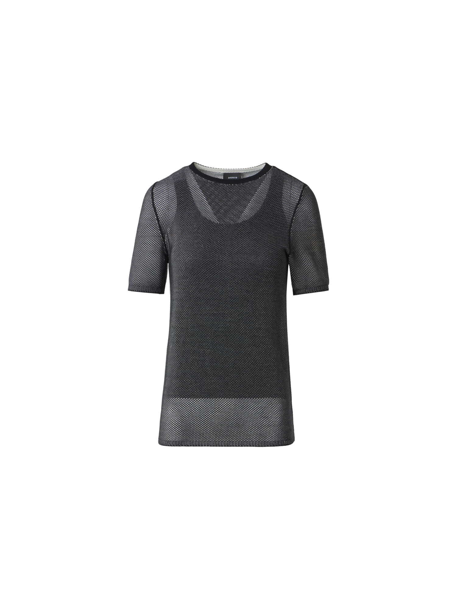 Designer Fitted Two Tone Grid Sweater in Silk - black