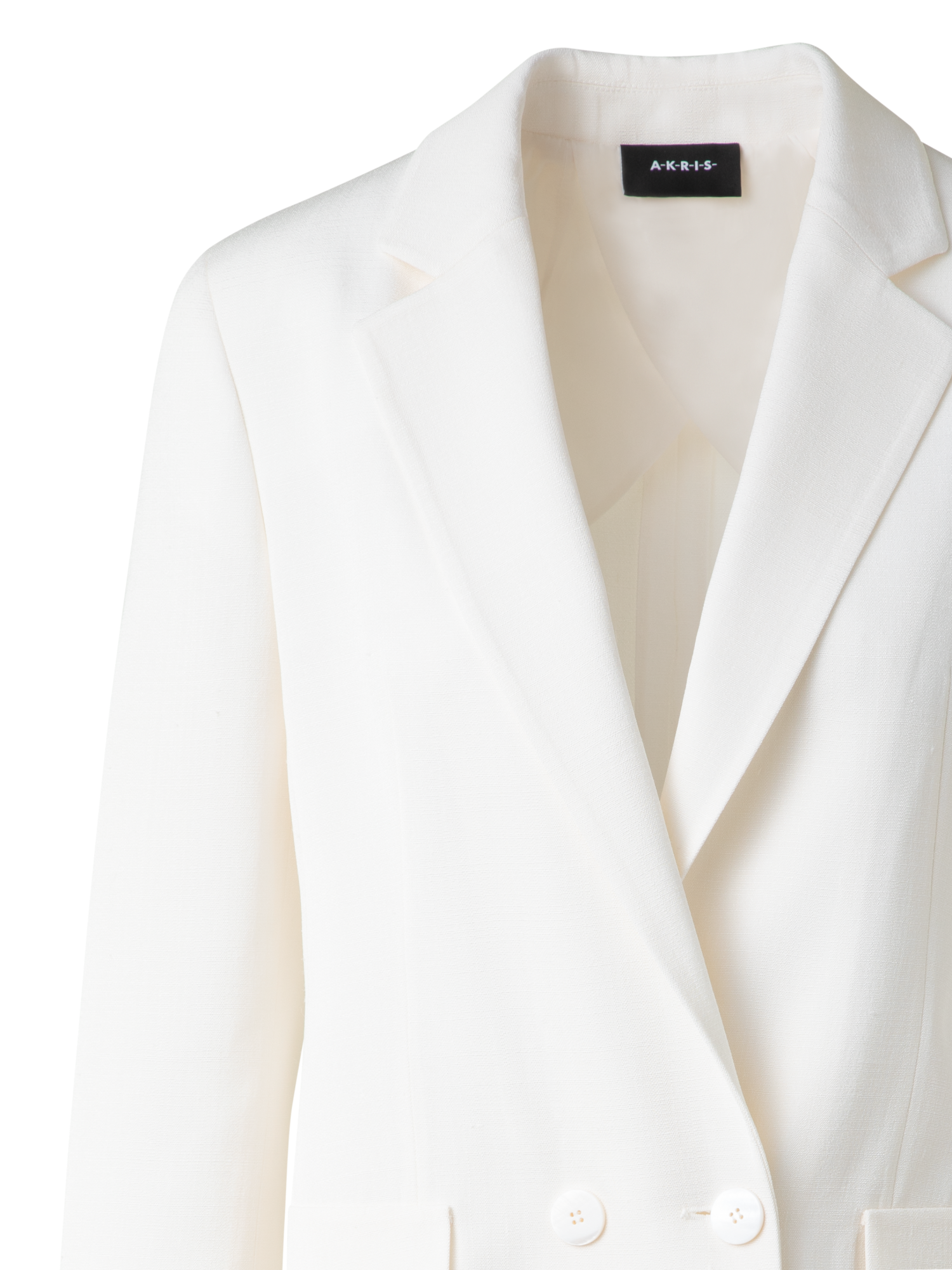 Designer Double-Breasted Blazer in Silk Shantung  - neutral - white