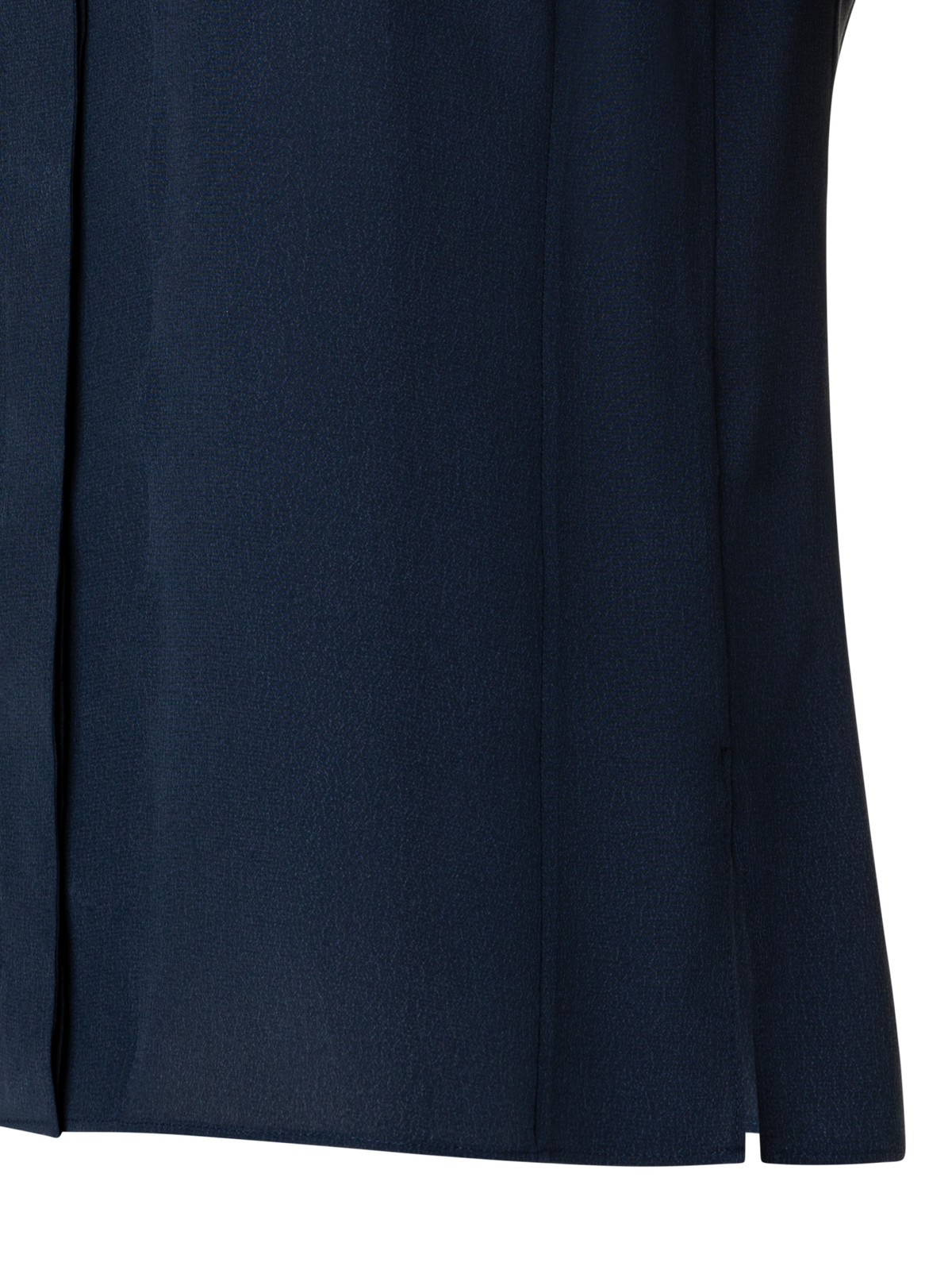 Designer Long Sleeve Silk Blouse with Stand-up Collar - navy - blue