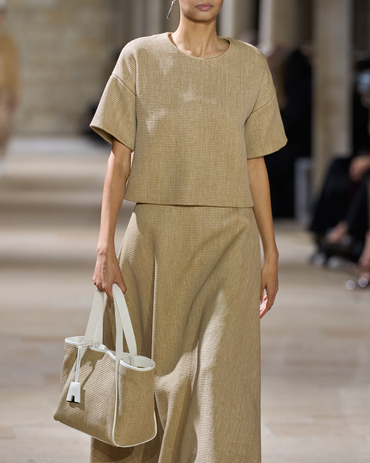 Designer Boxy Blouse in Soft Cotton Raffia - neutral - beige #editorial