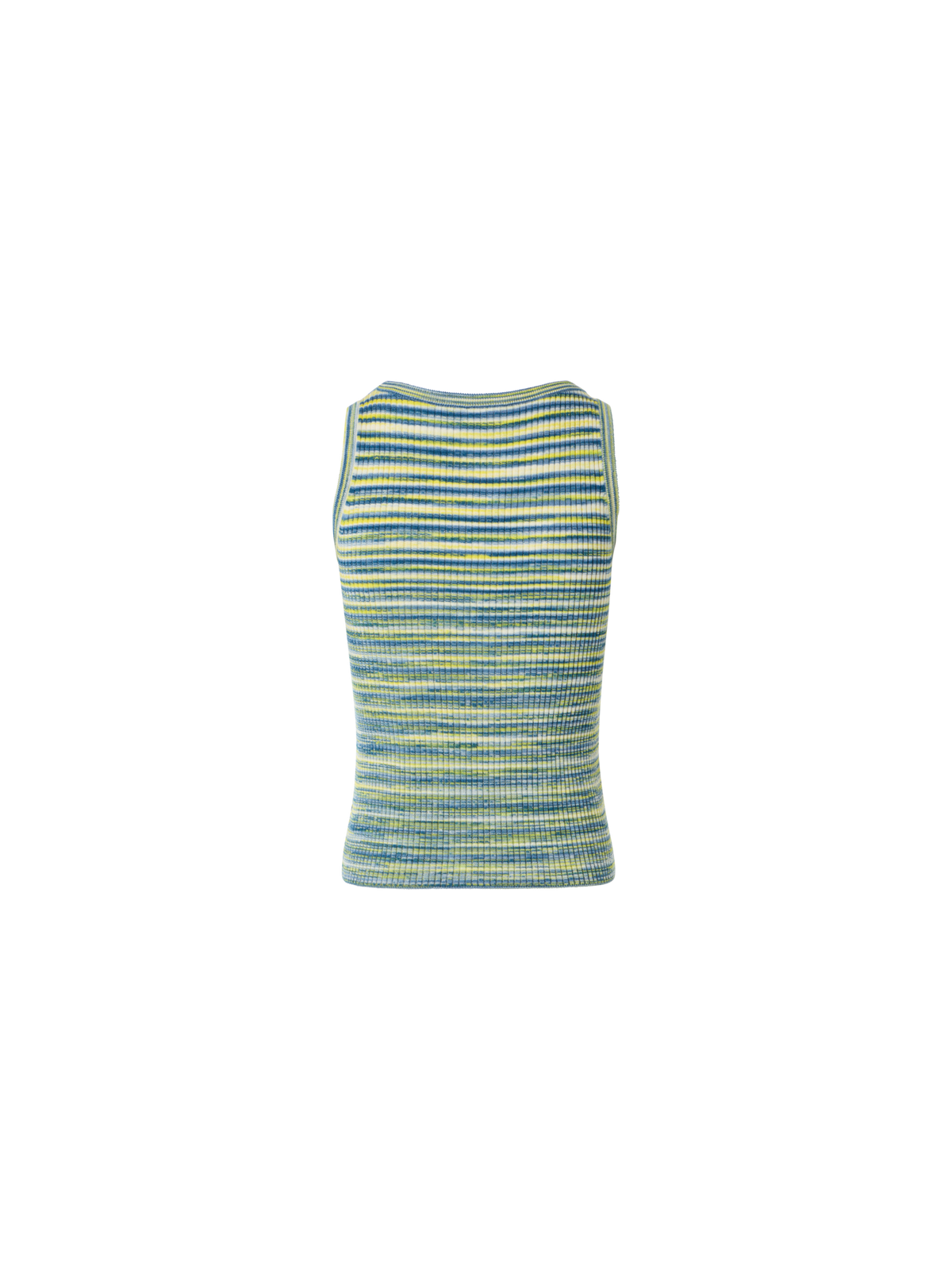 Designer Fitted Scoop Neck Space-Dye Merino Rib Knit Tank - multicolor