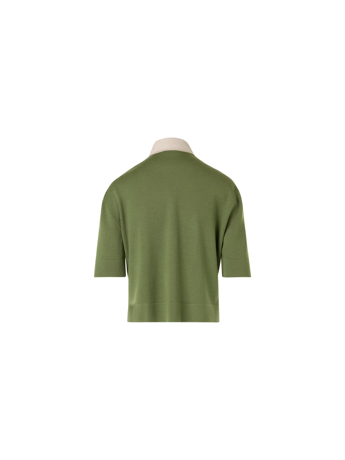Designer Short-Sleeve Merino Wool Knit Polo Cardigan - green