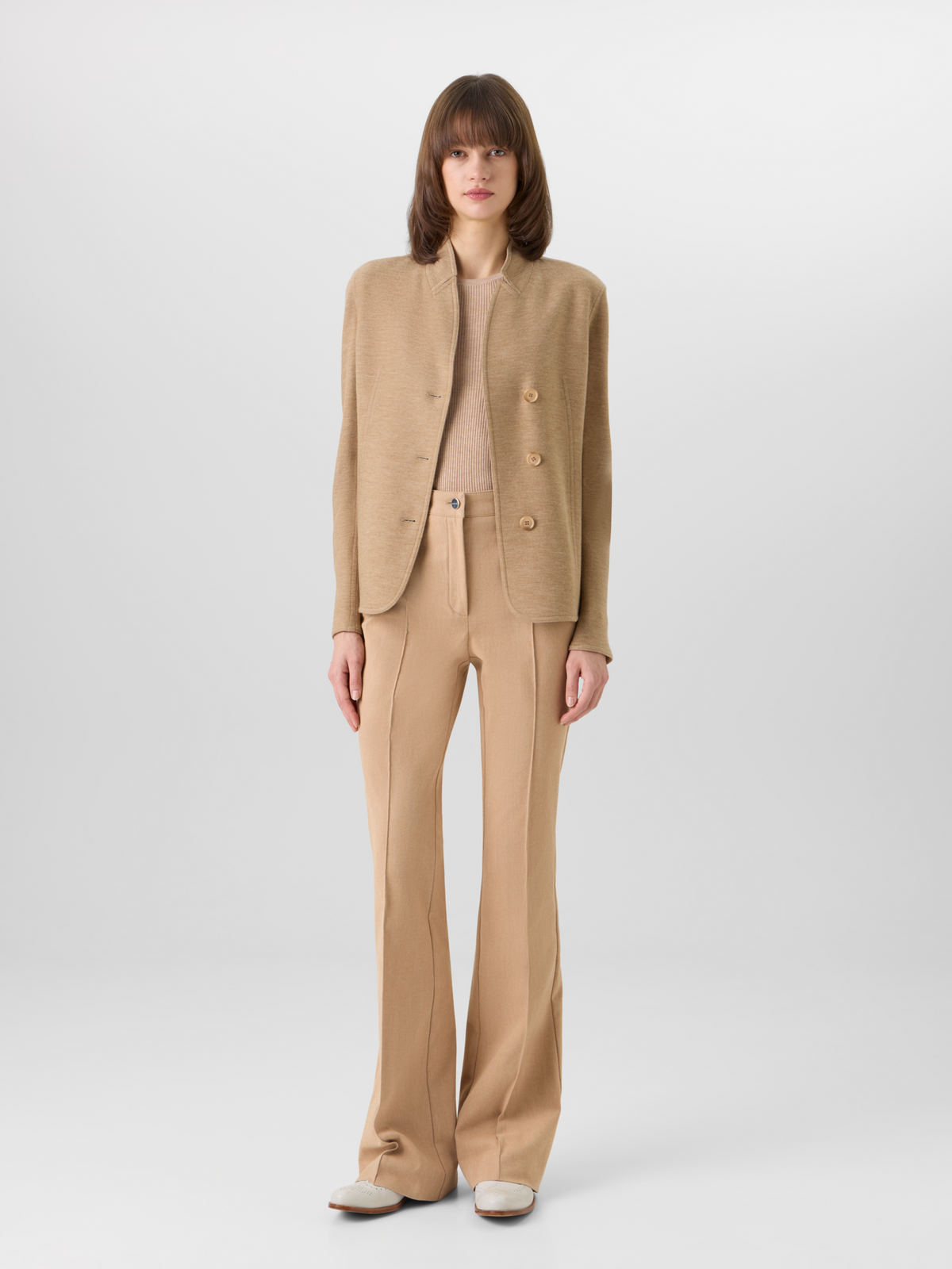 Designer Lima Short Jacket in Cashmere-Jersey - brown #editorial