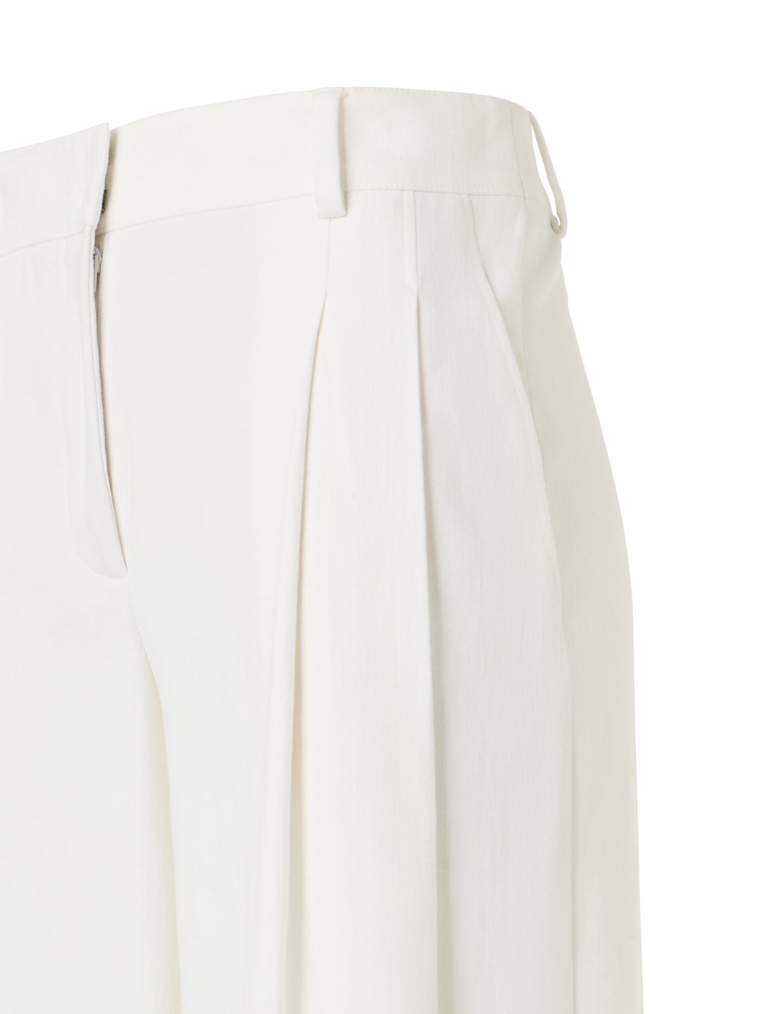 Designer Cassie Flared Wide-Leg Pants in Denim Stretch Cotton  - ecru - white