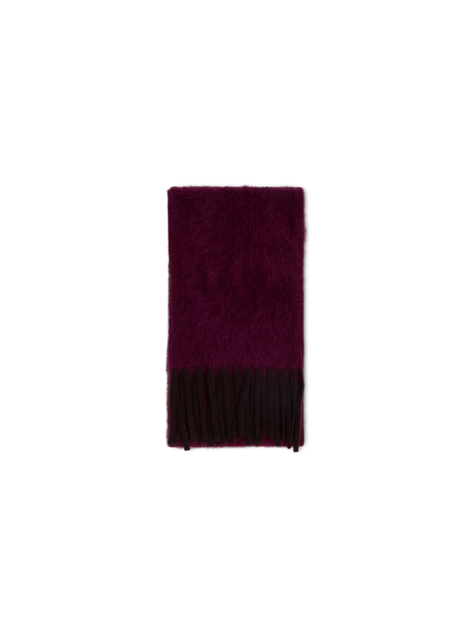 Designer Fringed Cloud Cashmere Bi-Color Scarf - red - brown