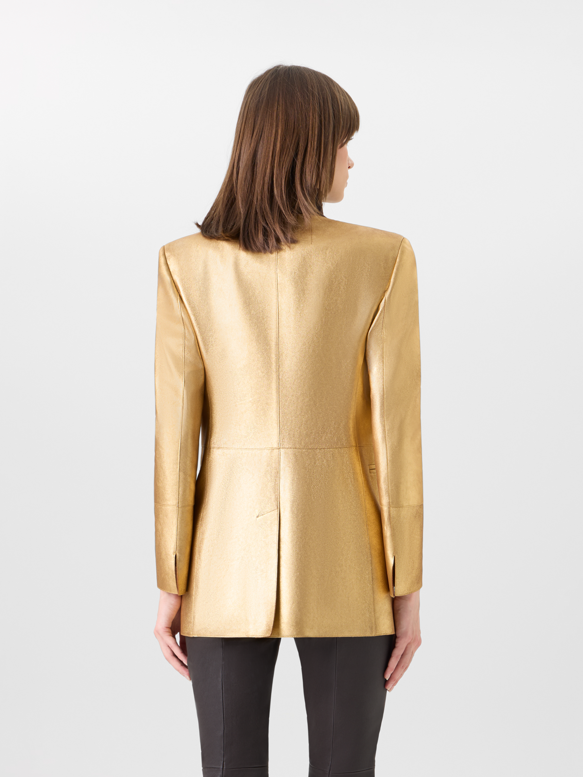 Designer Lamé Calf Nappa Leather Jacket - gold 