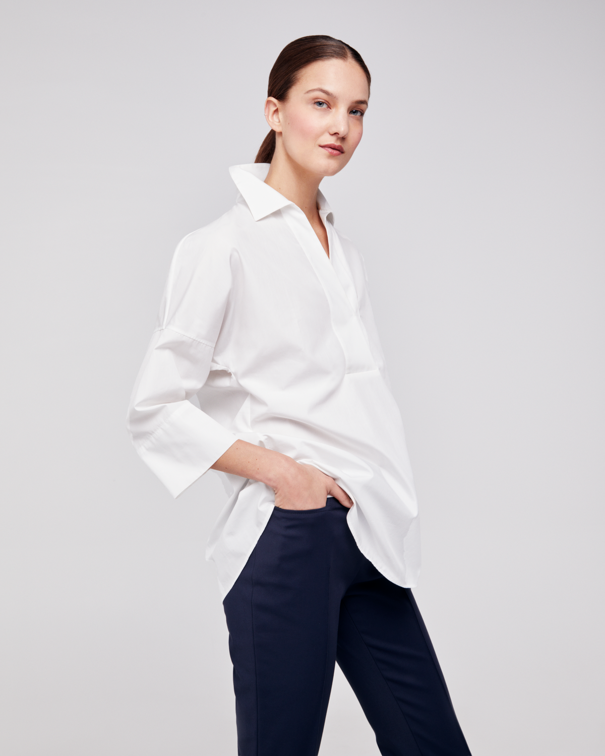 Designer Oversized Shirt with Kimono Sleeves - white #editorial