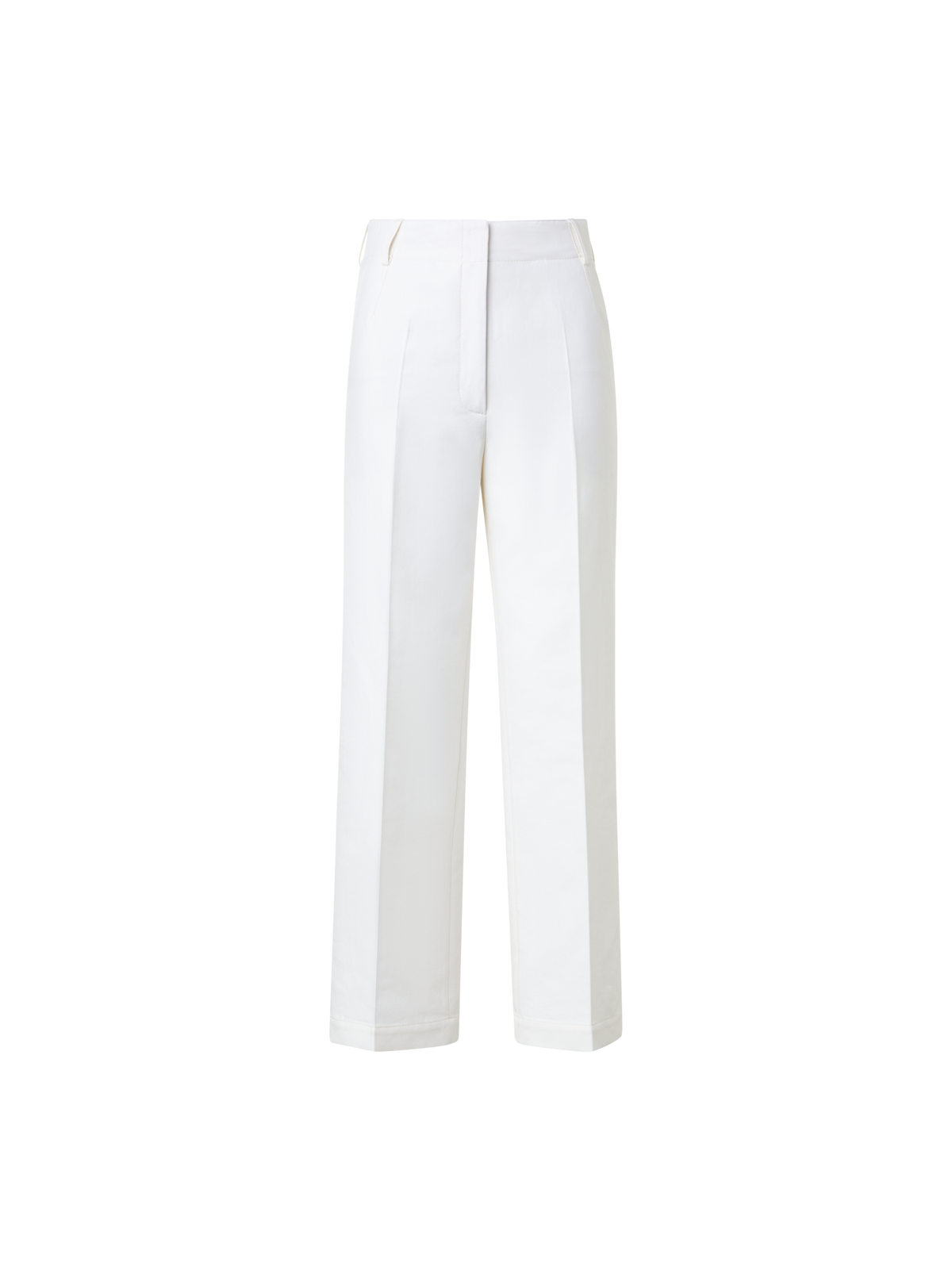 Designer Cropped Wide Cotton Twill Pants - neutral - ecru