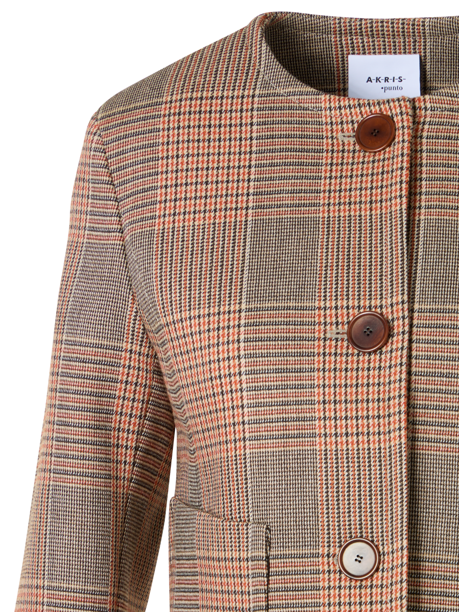 Designer Long-Sleeve Glen-Check Heavy Wool Twill Jacket - multicolor