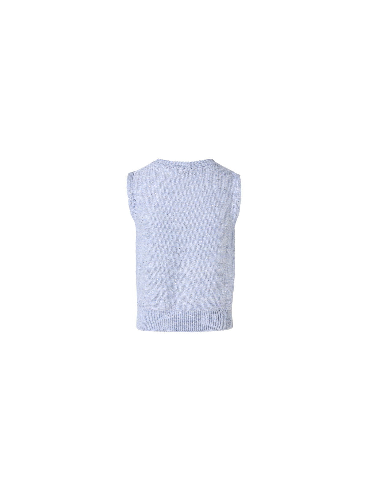 Designer Sleeveless Linen Cotton Knit Top with Sequins - blue