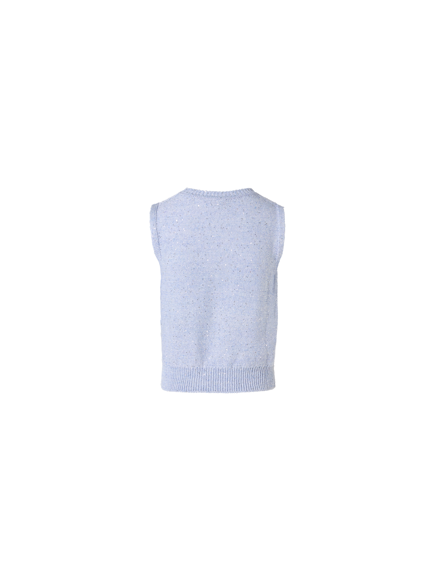 Designer Sleeveless Linen Cotton Knit Top with Sequins - blue