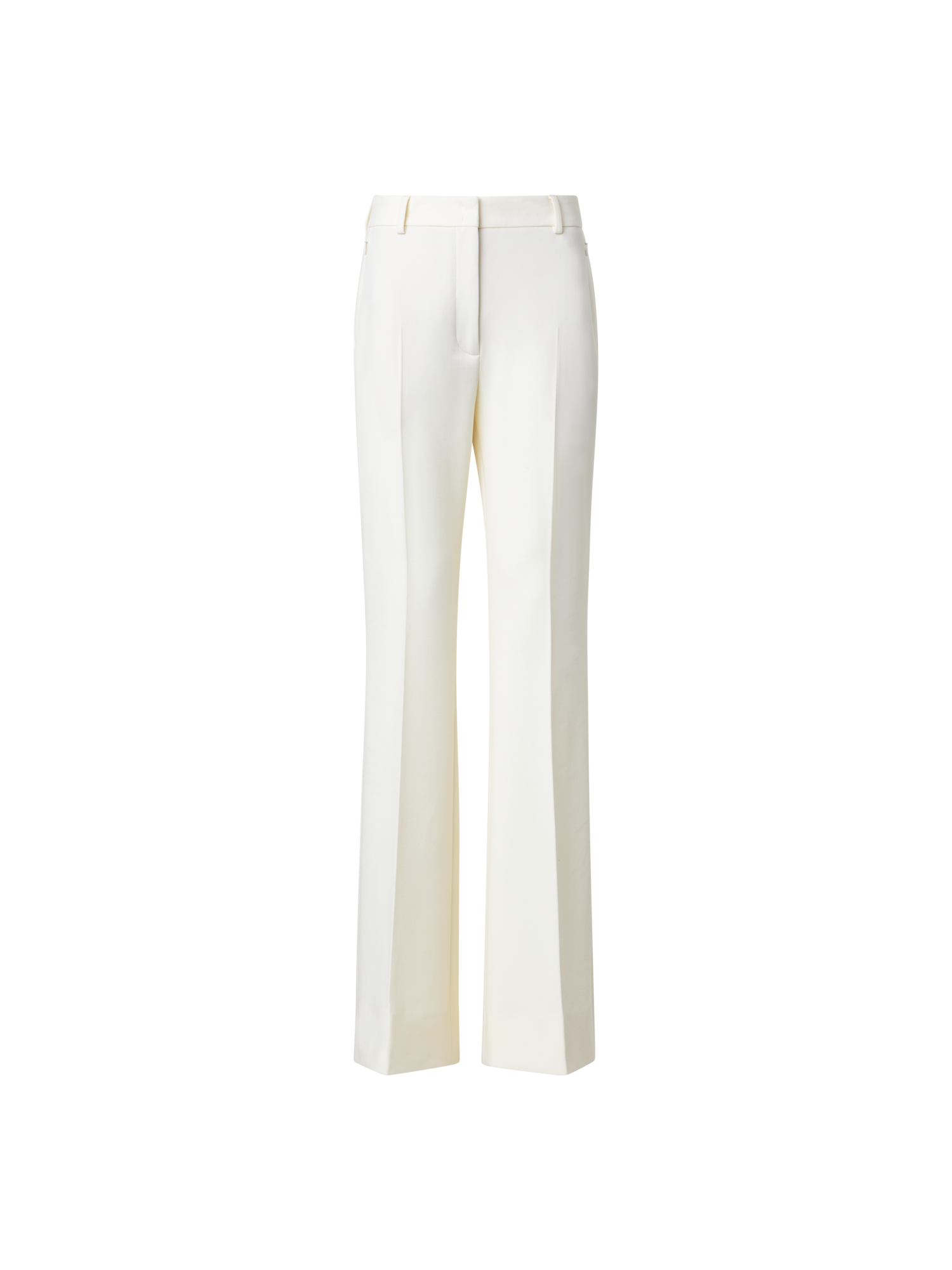 Designer Bootcut Wool Stretch Double-Face Pants - neutral - ecru - white