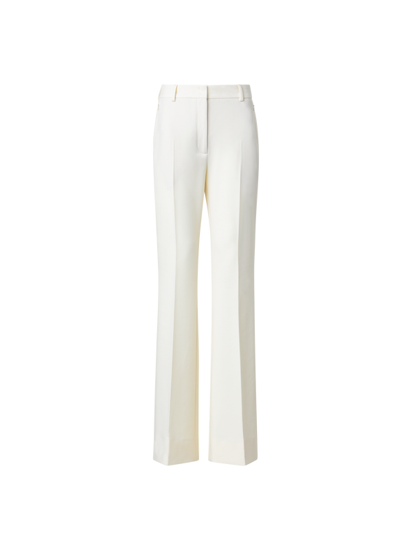 Designer Bootcut Wool Stretch Double-Face Pants - neutral - ecru - white