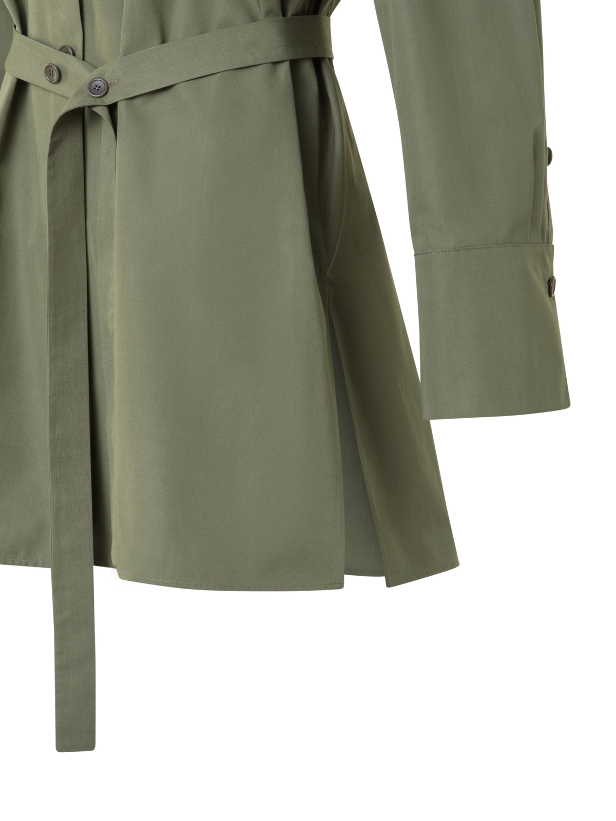 Designer Oversized Cotton Poplin Tunic - neutral - green